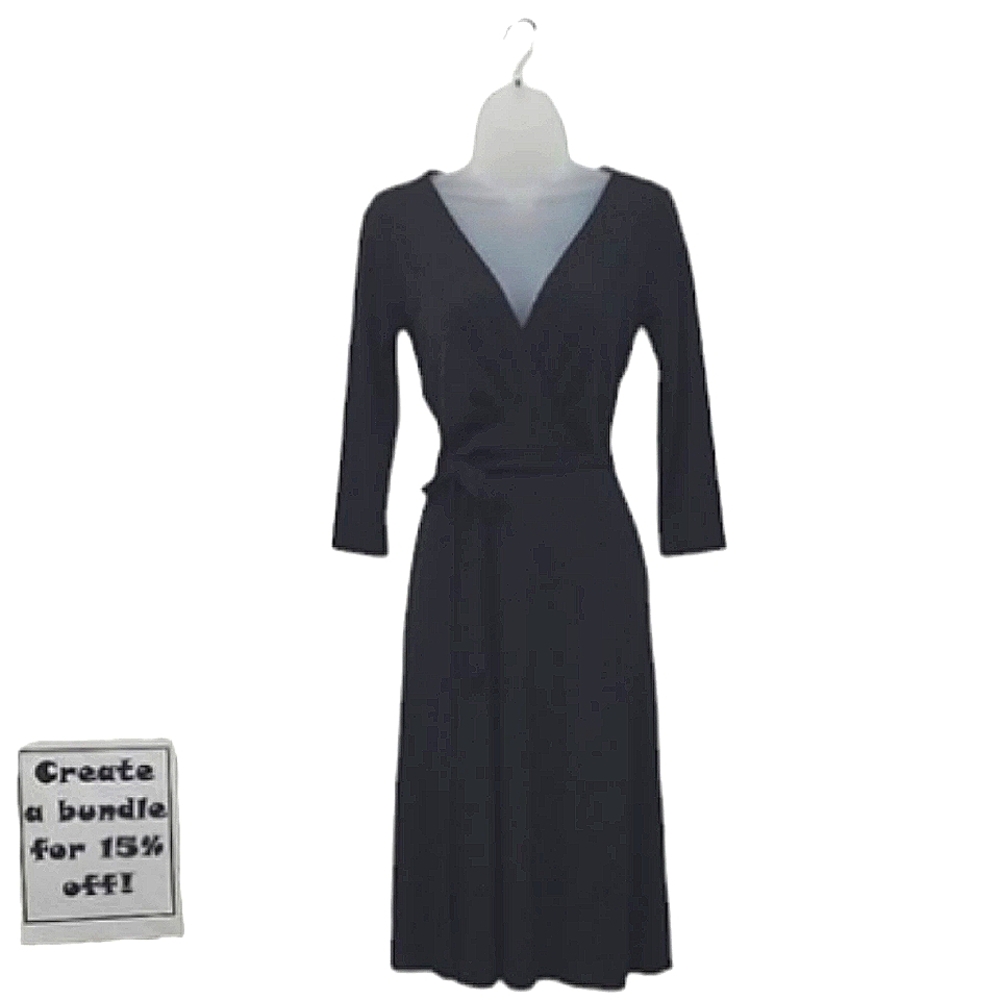 LOFT A-Line Wrap Front Swing Dress Plunging Neck Knee Length Cocktail Evening